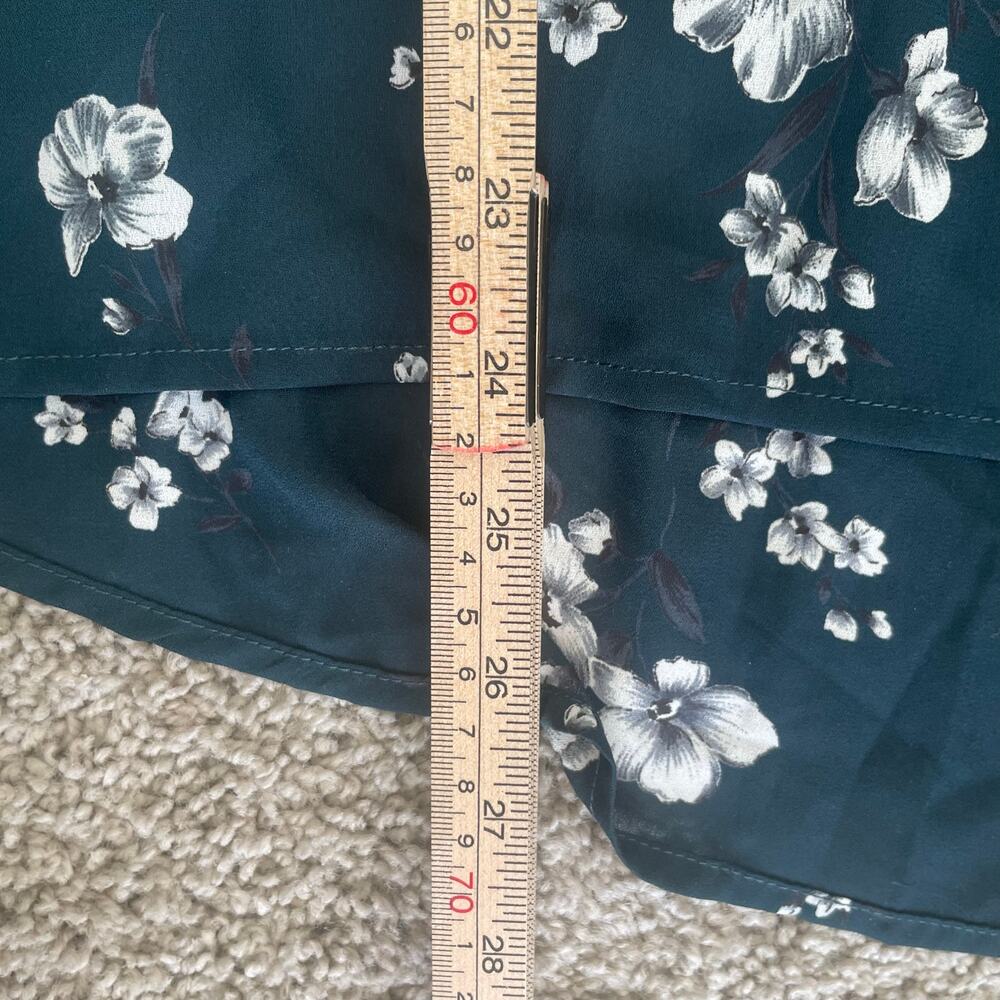NWT Papermoon Larie tie-sleeve blouse in a dark teal with floral print Sz XL - Picture 8 of 11